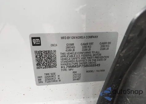 2025 Chevrolet Trailblazer Fwd Ls z USA, uszkodzony, nr VIN KL79MMSP7SB088949